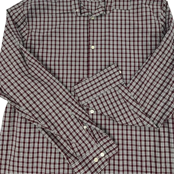 Banana Republic Mens Maroon Button Down Wrinkle Resistant Xl Striped Long Sleeve - Picture 3 of 6